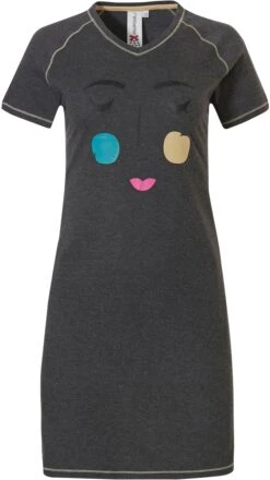 Chemise De Nuit Coton Manche Courte Grise Picasso