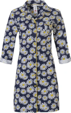 Chemise De Nuit Boutonnée Coton Marguerite -Velours Intime Boutique Chemisedenuitboutonneebleumarinemargueritecotonpastunette