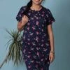 Chemise De Nuit Bleu Marine Manche Courte En Coton Toucan -Velours Intime Boutique IMG 0853