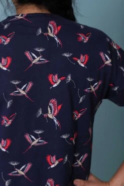 Chemise De Nuit Bleu Marine Manche Courte En Coton Toucan -Velours Intime Boutique IMG 0858