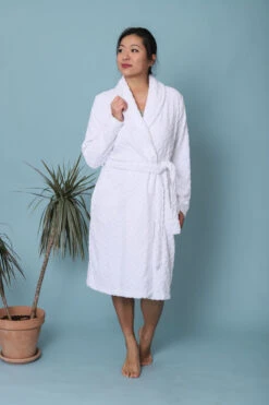 Robe De Chambre Blanche Coton Croisée