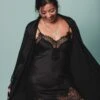 Nuisette Noir Satin Et Dentelle