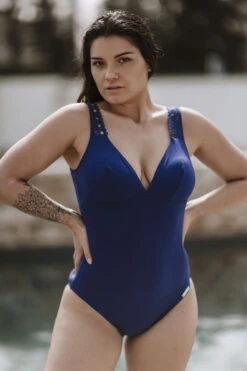 Maillot De Bain 1 Pièce Ajourage Couture Bleu Chrystal