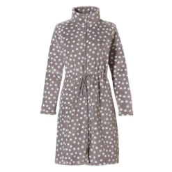 Robe De Chambre Zippée Chaude Pois Gris -Velours Intime Boutique ROBEDECHambrezippepoisgrischaudepastunette