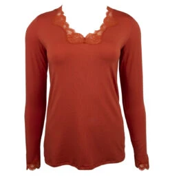Tee-shirt Bien être Manches Longues Simply Perfect Ocre Rouge -Velours Intime Boutique Top manches longues simply perfect ocre rouge ANTIGEL ENA2006 2