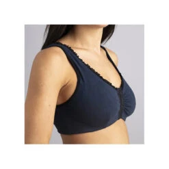 Brassière Coton Bio Lison -Velours Intime Boutique brassiere bleu marine volant noir 1