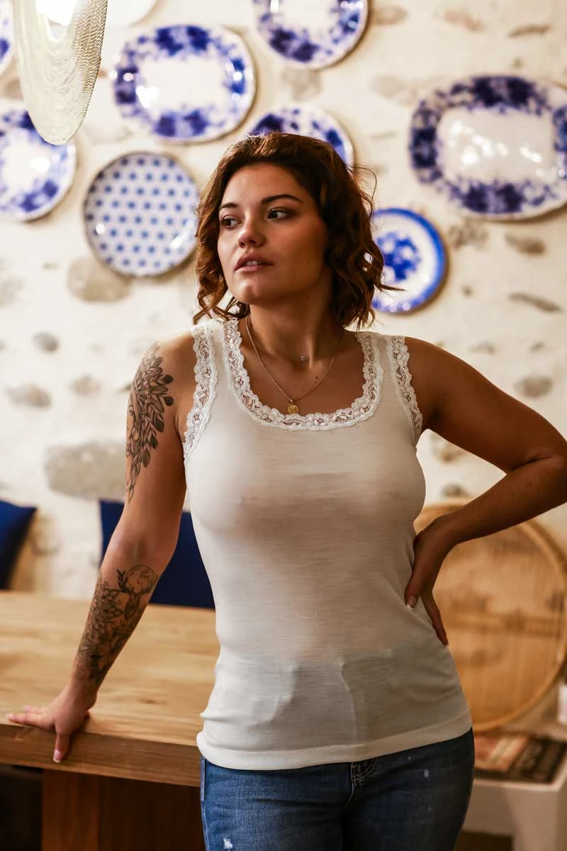 Débardeur Dentelle Laine Et Soie Ivoire 3 Débardeur Dentelle Laine Et Soie Ivoire