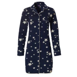 Chemise De Nuit Liquette Etoile -Velours Intime Boutique chemisedenuitboutonneecotonetoilebleumarine