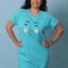 Chemise De Nuit Coton Manche Courte Vert Aqua Picasso -Velours Intime Boutique chemisedenuitmanchecourteturquoisecoton 2