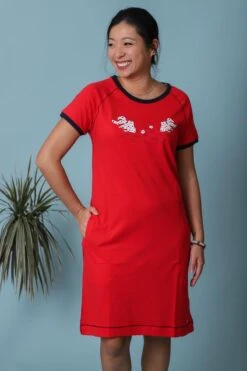 Chemise De Nuit Coton Manche Courte Poisson