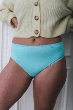 Slip Haut Coton Turquoise Petits Losanges