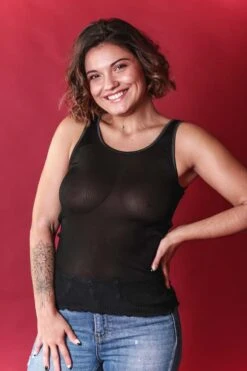 Top Sans Manche 100% Soie Noir