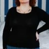 Top à Manches Longues Laine Et Soie à Côte Noir -Velours Intime Boutique laine et soie manche longue fraly 2