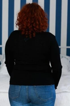 Top à Manches Longues Laine Et Soie à Côte Noir -Velours Intime Boutique laine et soie manche longue fraly 3