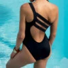 Maillot De Bain 1 Pièce Noir Séduction Anneaux D'or -Velours Intime Boutique lisecharmelmaillotdebainpromotion