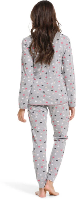 Pyjama Coton Coeur Gris -Velours Intime Boutique pyjama coton gris coeur rebelle1