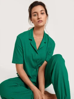 Calida Pyjama Chemise Coton Modal Thermorégulant Vert