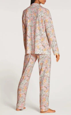 Calida Pyjama Chemisier Coton Fleurie -Velours Intime Boutique pyjama fleurie coton Night Lovers calida durchgeknoepft gelb 43629 038 1