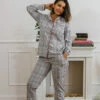 Pyjama Carreaux Gris -Velours Intime Boutique pyjamaacarreauxcotonboutonnee 1