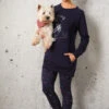 Tenue Détente Chipie Bleu Marine Coton -Velours Intime Boutique pyjamachaudchipiechienbleumarinejeune