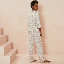 Pyjama Long Boutonné Beige -Velours Intime Boutique pyjamachicsatincotonlaurencetavernier2