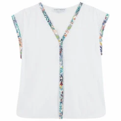 Pyjama Coton Sans Manche Blanc -Velours Intime Boutique pyjamacotonblancfleurielaurencetavernier7