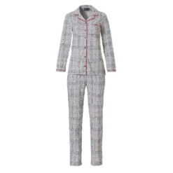 Pyjama Carreaux Gris -Velours Intime Boutique pyjamacotonboutonneecarreauxgrispastunette