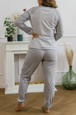 Pyjama Pois Gris Coton -Velours Intime Boutique pyjamacotongrispoisblanc 1