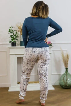 Calida Pyjama étoile Bleu Canard -Velours Intime Boutique pyjamaetoilecalidableu 1