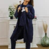 Robe De Chambre Zipére Longue Bleu Marine -Velours Intime Boutique robedechambrevelourbleumarine 2