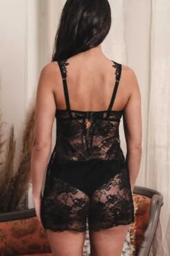 Robe Soutien-gorge Sexy Noir Bouquet De Fleur -Velours Intime Boutique robesexynoirdentelleambrabouquetdefleur 1