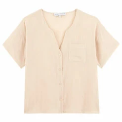 Tenue Détente Short Beige Coton Crépon -Velours Intime Boutique tenuedetenteshortchemisierbeigecotoncreponlaurencetavernier5